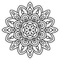 flor de garabato redonda ornamental aislada sobre fondo blanco. mandala de contorno negro. elemento de círculo geométrico. vector