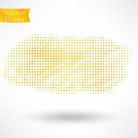 Set of gold halftone elements, banners, textures.  Dotted yellow texture isolated on white. vector