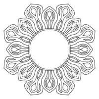 Abstract doodle curly thin line round frame isolated on white background. Mandala border. vector