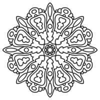 esquema mandala. flor de garabato redonda ornamental aislada sobre fondo blanco. elemento de círculo geométrico. vector