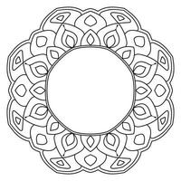 Abstract doodle curly thin line round frame isolated on white background. Mandala border. vector