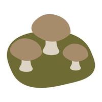 Cartoon mushrooms on the moss. vector