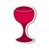 Red wine in a glass isolated on white background. Sticker. vector