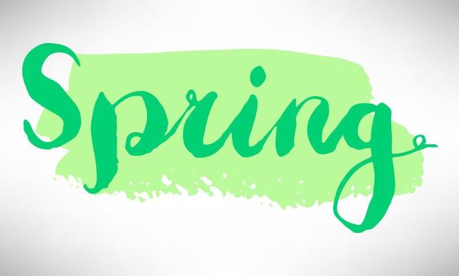 Spring card with grunge brush stroke. Ink brush line, grunge line, stripe, label, template. Dirty background, textured shape. Splatter. Distressed brush.