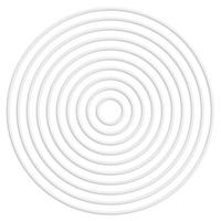 Concentric linear circles cut from paper Neutral round element. White texture. vector