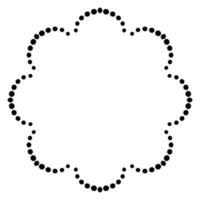 Abstract doodle curly halftone round frame isolated on white background. Mandala border. vector