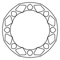 Abstract doodle curly thin line round frame isolated on white background. Mandala border. vector