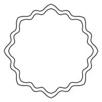 Abstract doodle curly thin line round frame isolated on white background. Mandala border. vector