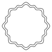 Abstract doodle curly thin line round frame isolated on white background. Mandala border. vector