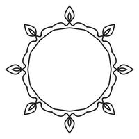 Abstract doodle curly thin line round frame isolated on white background. Mandala border. vector