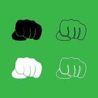 Fist icon Black and white color set vector