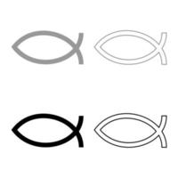 Symbol fish icon set grey black color vector