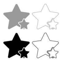 Two star best of the best icon set grey black color vector