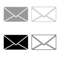 Letter icon set grey black color vector