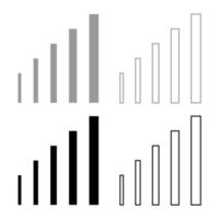 Growth chart icon set grey black color vector