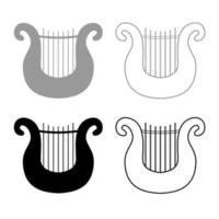 Harp icon outline set grey black color vector