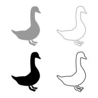 Goose icon set grey black color vector