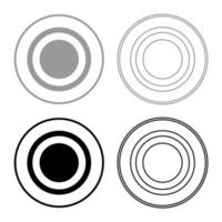 Radio signal symbol connect icon set grey black color vector