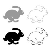 Rabbit hare concept speed icon outline set grey black color vector