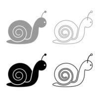 Snail icon outline set grey black color vector