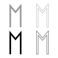 ehwaz rune horse wheell suerte símbolo conjunto de iconos gris negro color ilustración contorno estilo plano simple imagen vector