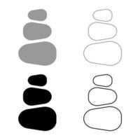 Stacked stones Stack stones Zen stone tower Spa stones stack icon set black grey color vector illustration flat style image