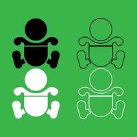 Toddler boy with diapers icon Black and white color set vector