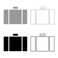 Suitcase icon set grey black color vector