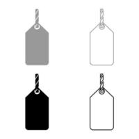 Label on the rope icon set grey black color vector