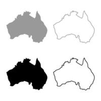 mapa de australia conjunto de iconos de color negro gris vector