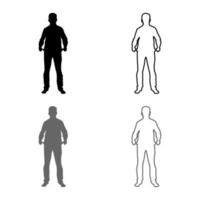 el hombre sacó sus bolsillos vacíos el hombre de negocios no tiene dinero silueta concepto conjunto de iconos ilustración de color negro gris esquema estilo plano simple imagen vector