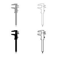 Caliper Hand caliper Sliding caliper Vernier caliper Caliper gage Slide gage Trammel icon set black grey color vector illustration flat style image