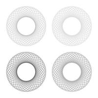 Spirograph abstract element Circle shape Concentric pattern Fractal graphic icon set black grey color vector illustration flat style image