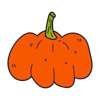 Cartoon linear doodle retro pumpkin isolated on white background. vector