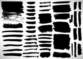 Big set of grunge brush stroke. Collection of Ink brush line, grunge lines, stripes, dividers, labels, templates. Set of dirty backgrounds, textured shapes. Distressed brushes. vector