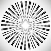 elementos redondos punteados, rayos solares aislados sobre fondo blanco. mandala de semitono negro. formas geométricas. vector