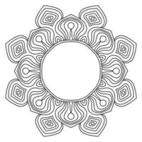 Abstract doodle curly thin line round frame isolated on white background. Mandala border. vector