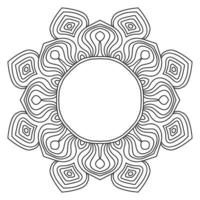 Abstract doodle curly thin line round frame isolated on white background. Mandala border. vector