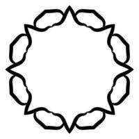 Abstract doodle curly thin line round frame isolated on white background. Mandala border. vector