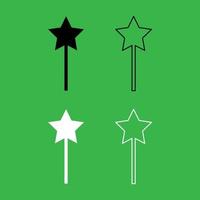 Magic wand icon Black and white color set vector