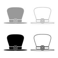 sombrero, duende, icono, conjunto, gris, negro, color vector