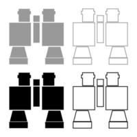 Binocular pair of glasses icon set grey black color vector