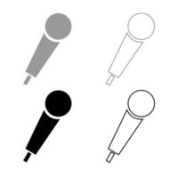 Hand microphone icon outline set grey black color vector