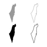 mapa de israel contorno de icono conjunto gris color negro vector