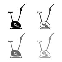 Exercise bicycle Stationary bike Exercycle icon set grey black color illustration outline flat style simple image vector