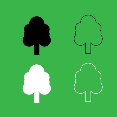 Tree icon Black and white color set