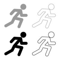 Run man icon set grey black color vector