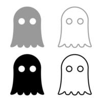 conjunto de iconos fantasmas color negro gris vector