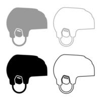 conjunto de iconos de casco de hockey color negro gris vector