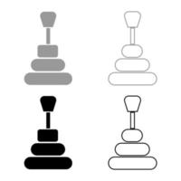 Conjunto de iconos de palanca de cambios de color negro gris vector